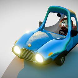 Cartoon Stylized Car and Character